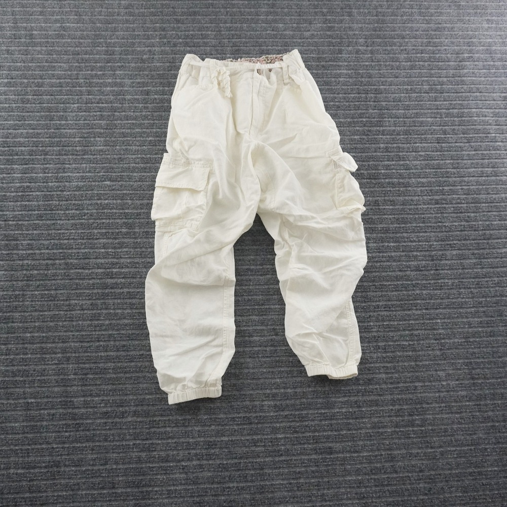 Sundance Cargo Pants Women 6 White Linen Blend Elastic Cuff Jogger